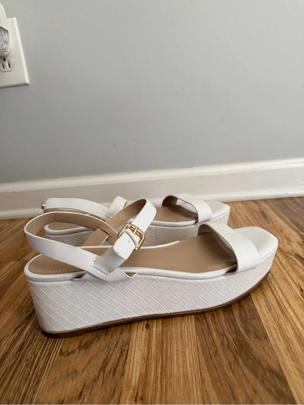Aldo White Women's Platform Sandals with Ankle Strap